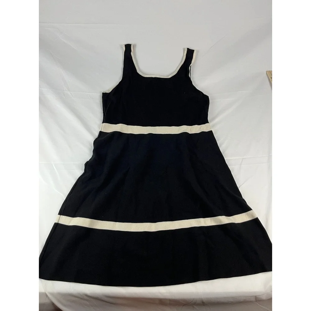 Anne Klein Women's Black Sleeveless‎ Dress with Cream Stripes - XL